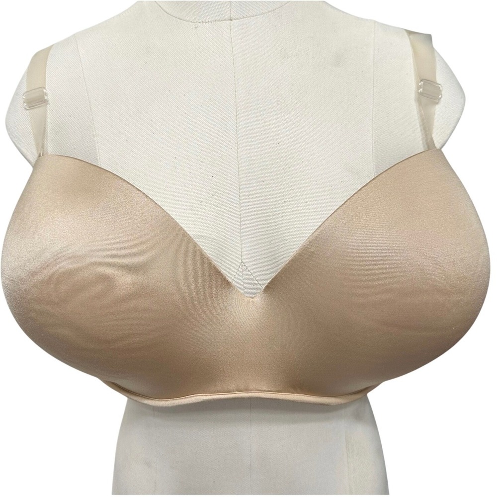 Cacique Strapless‎ Bra Women 42DDD Beige Multi-Way Clear Straps Underwire